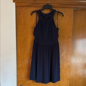 Banana Republic Navy Blue Ruched Halter Midi Dress